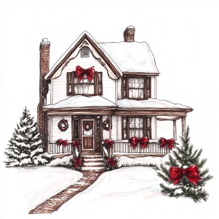 Hand Drawn Christmas House