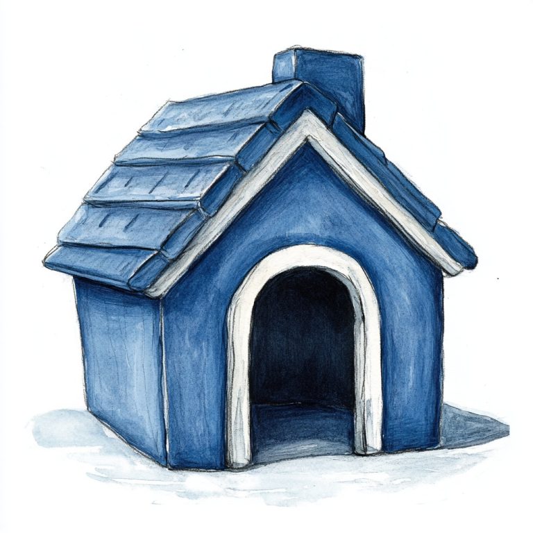 Hand Drawn Cyanotype Dog House