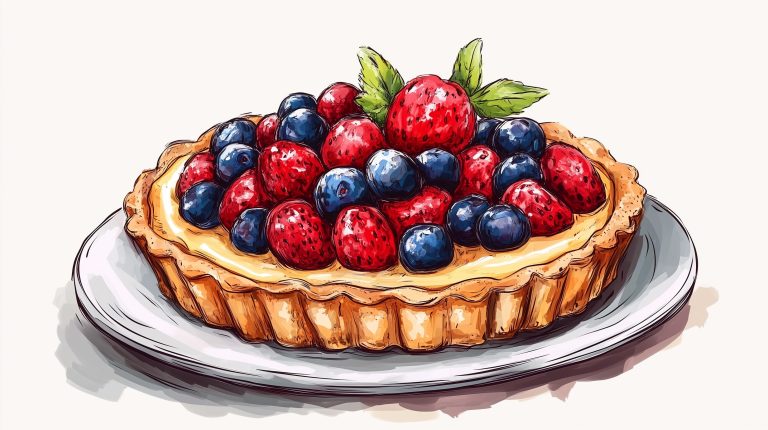 Hand Drawn Fruit Tart Illustration scaled