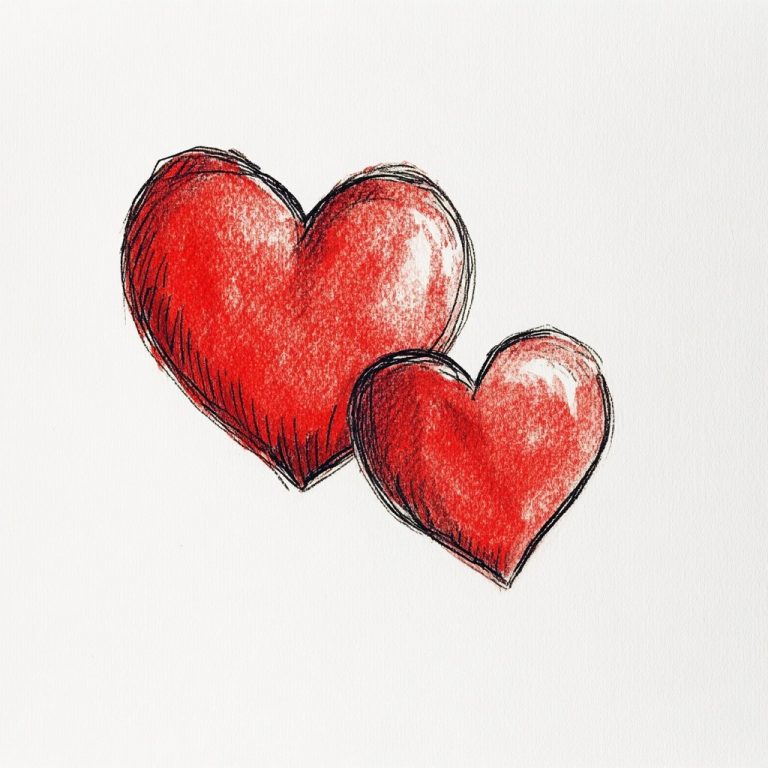 Hand Drawn Red Hearts