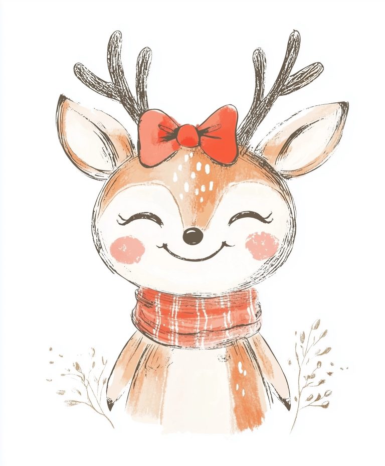 Hand Drawn Reindeer Girl