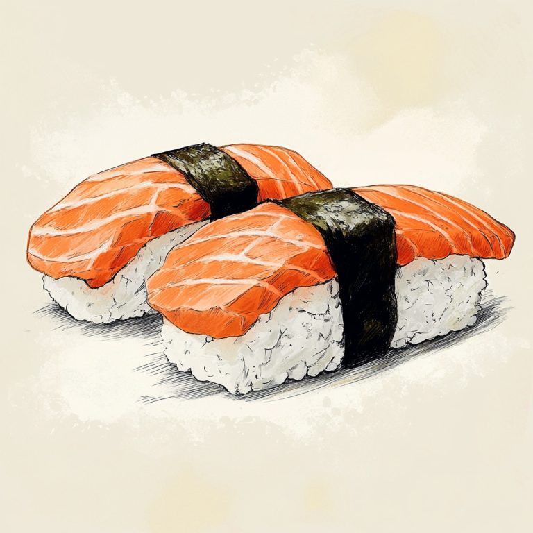 Hand Drawn Salmon Sushi