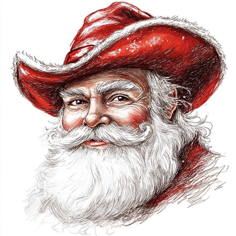 Hand Drawn Santa Cowboy