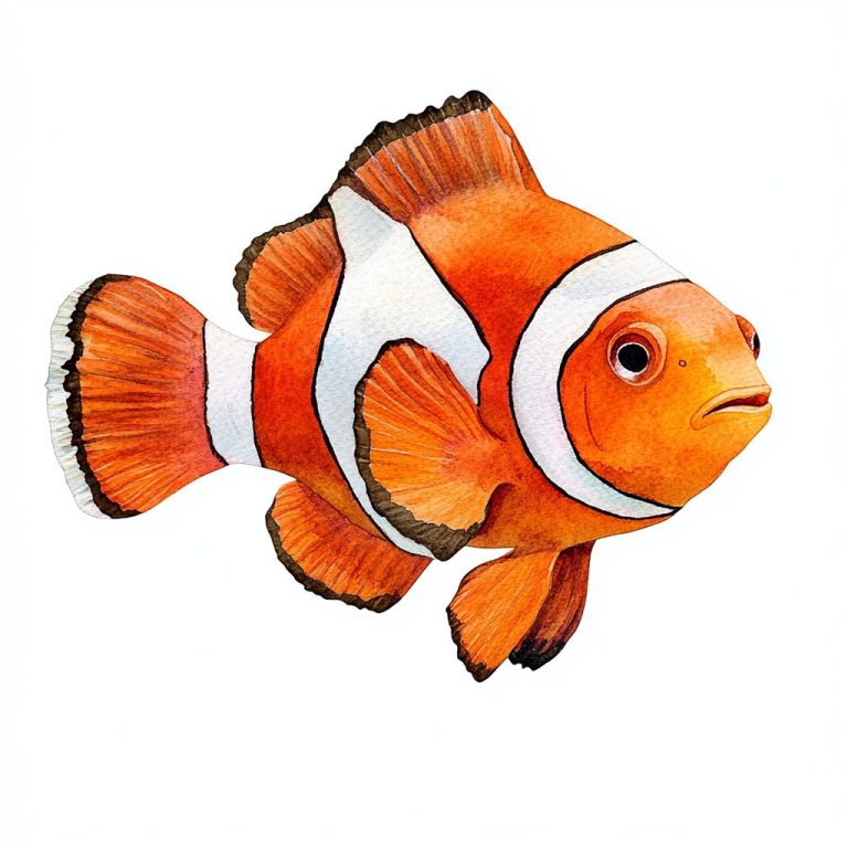 Hand Drawn Watercolor Clownfish