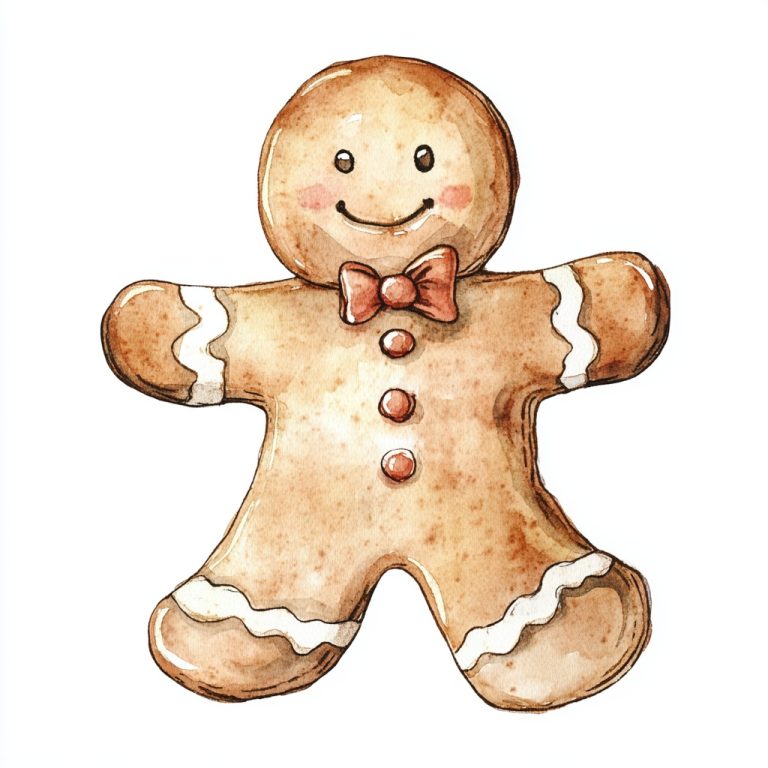 Hand Drawn Watercolor Gingerbread