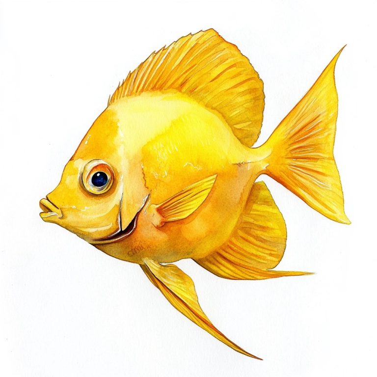 Hand Drawn Watercolor Yellow Tang