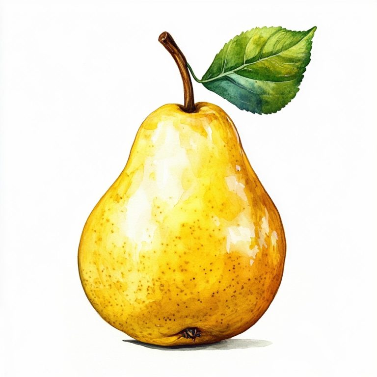 Hand Drawn Yellow Pear Ink Painting