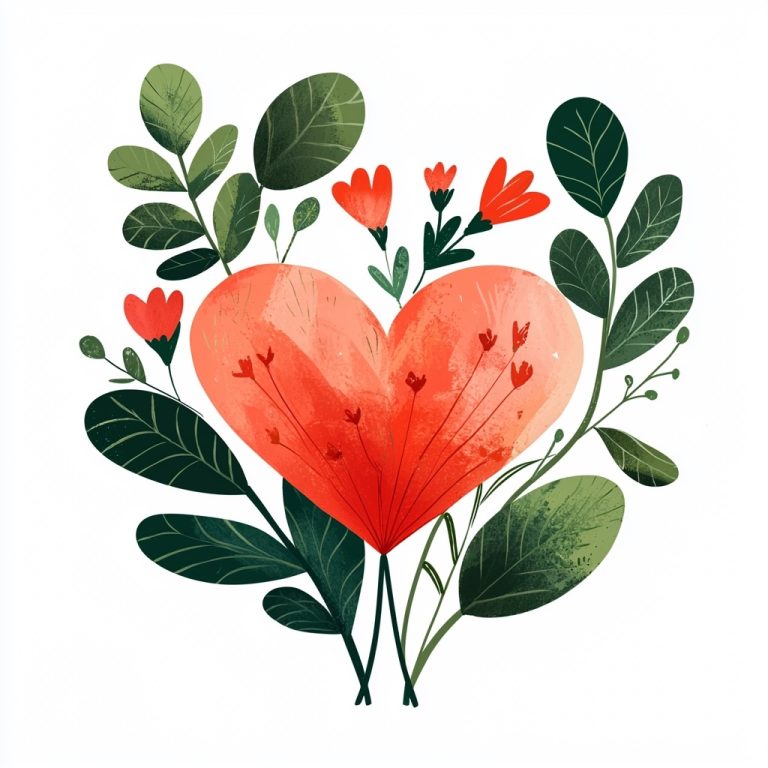 Heart Shaped Flower Illustration