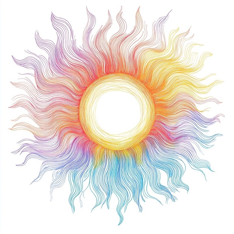 Hollow Sun in Colorful Lines