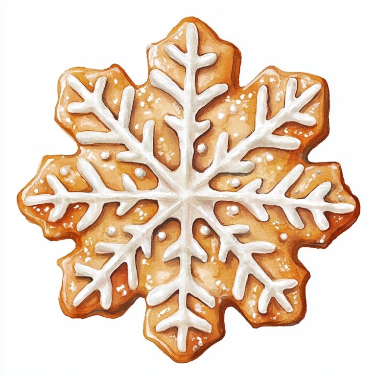 Hyper Detailed Snowflake Cookie Watercolor