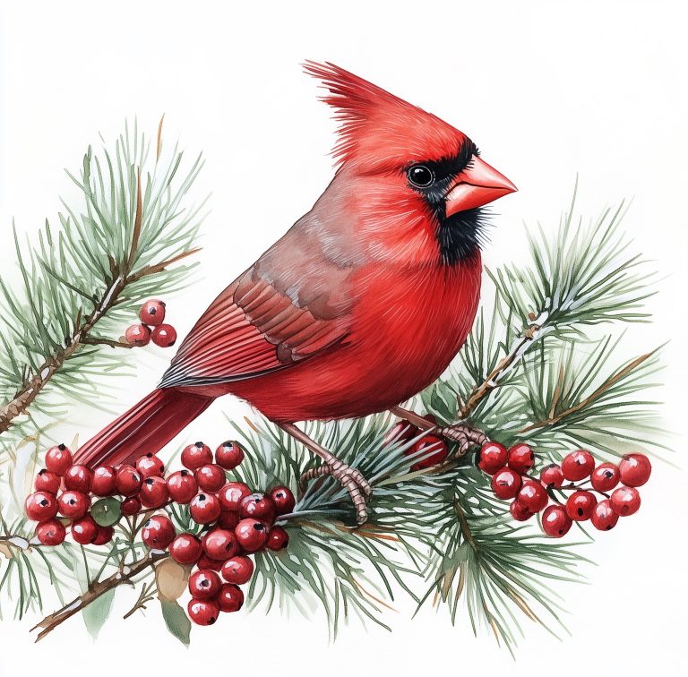 Hyper Realistic Cardinal on Pine