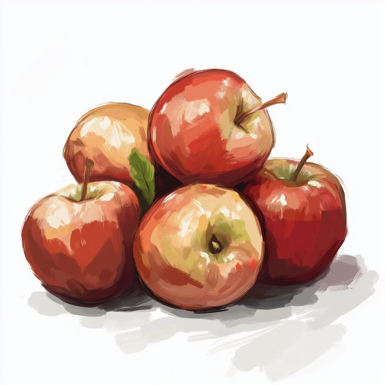 Illustrated Apples on White