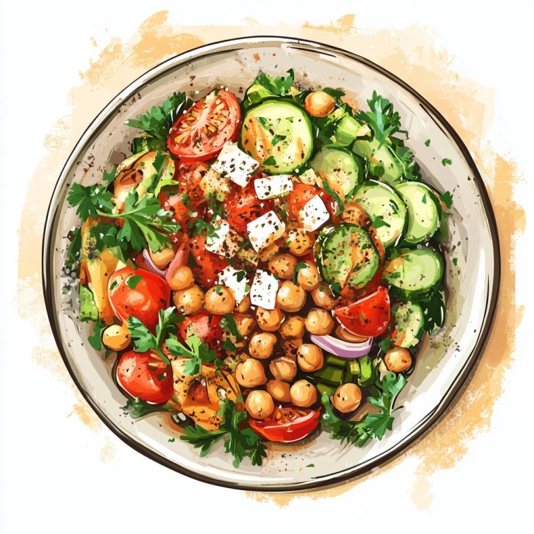 Illustrated Chickpea Salad Composition