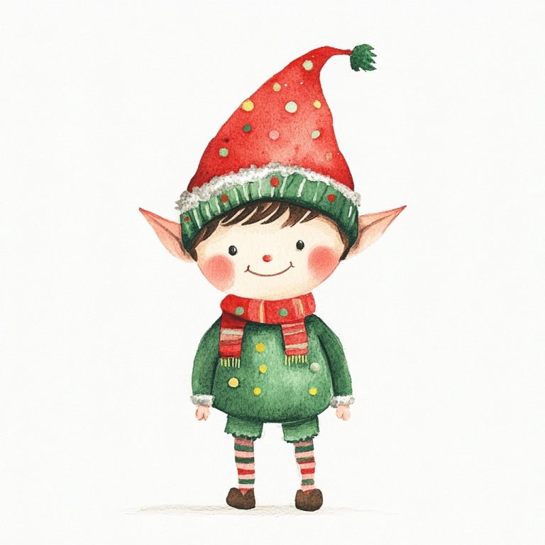 Illustrated Christmas Elf