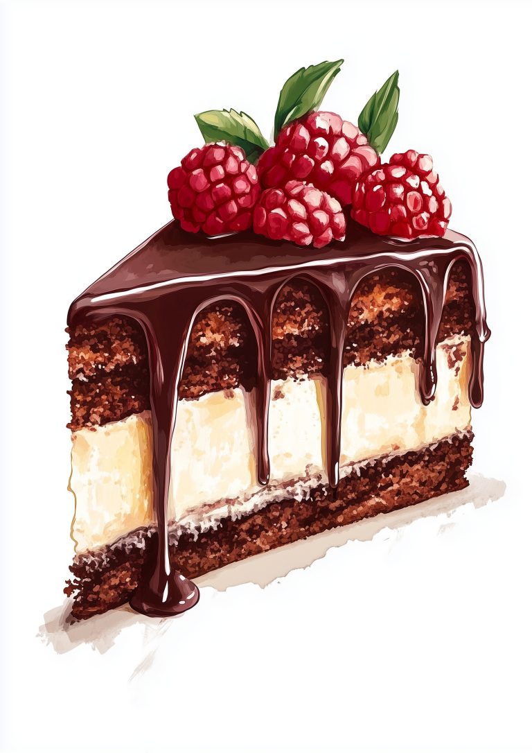 Illustrated Fancy Cake Slice scaled