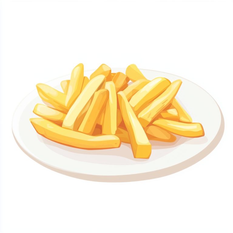 Illustrated Fries on Plate