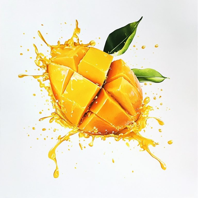 Illustrated Mango with Juice