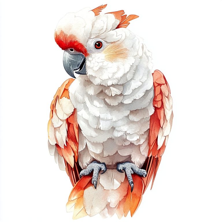 Illustrated Parrot on White