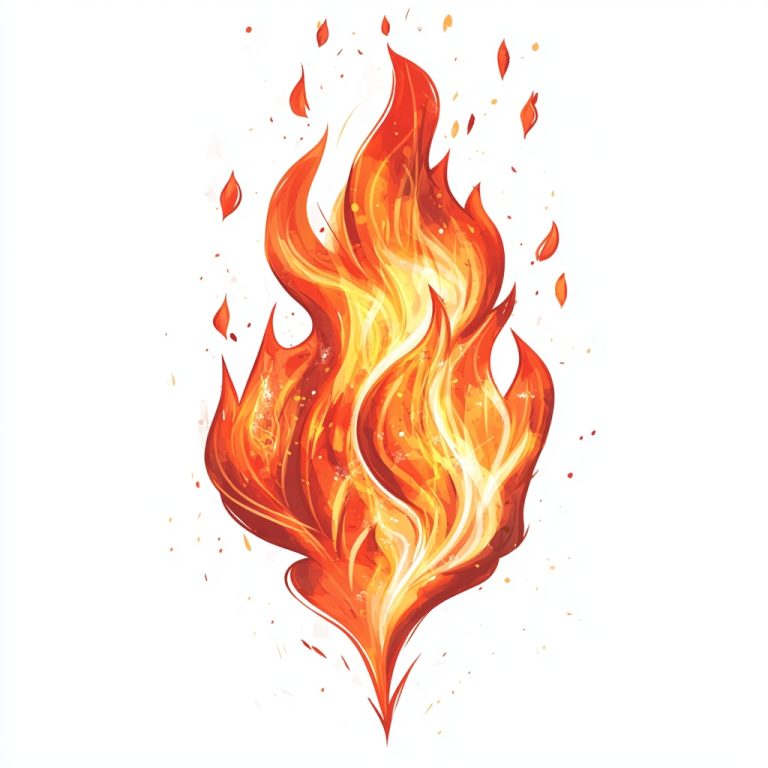 Illustration of Fire on White