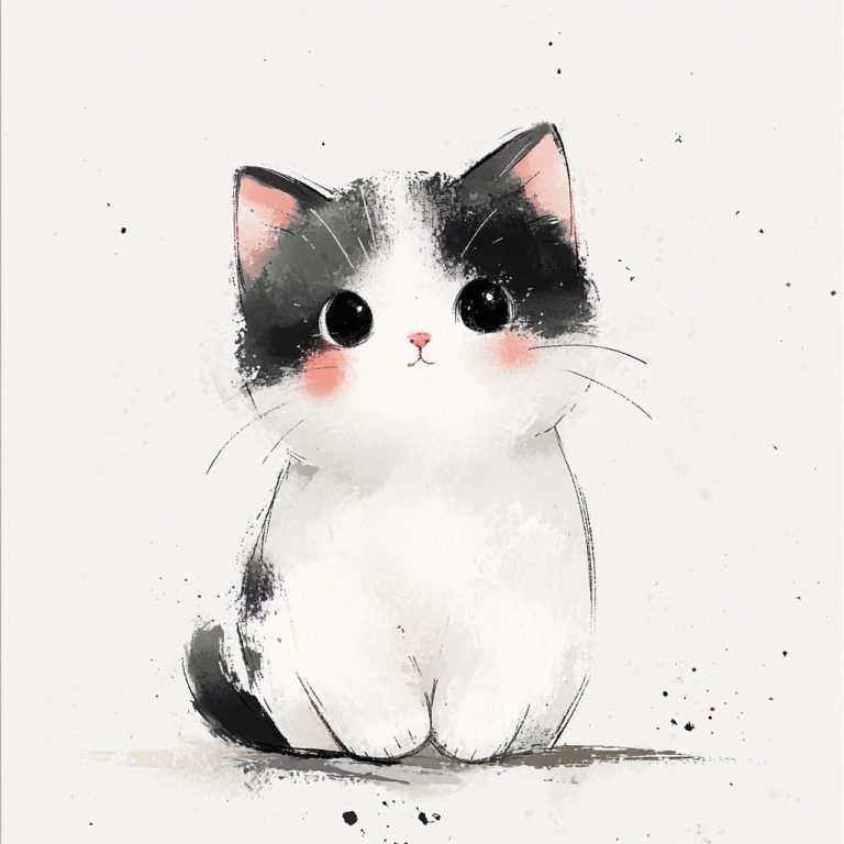 Ink Cat in White 1