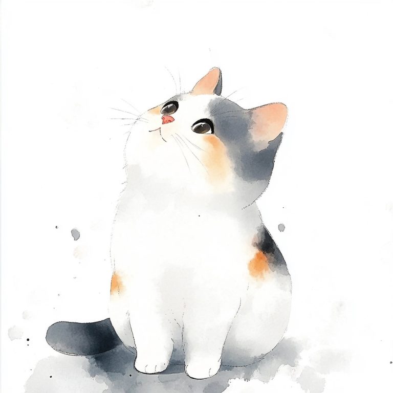 Ink Cat in White