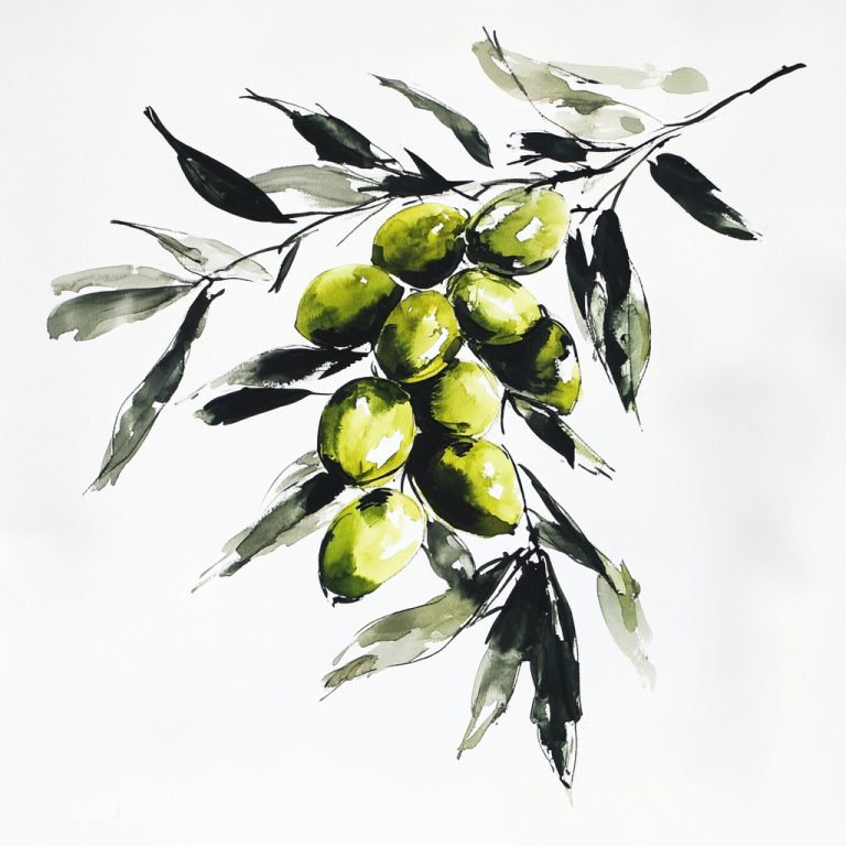 Ink Painting of Olives