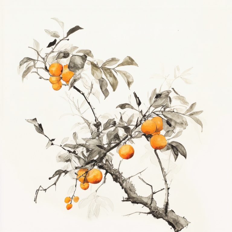 Ink Wash Orange Branch