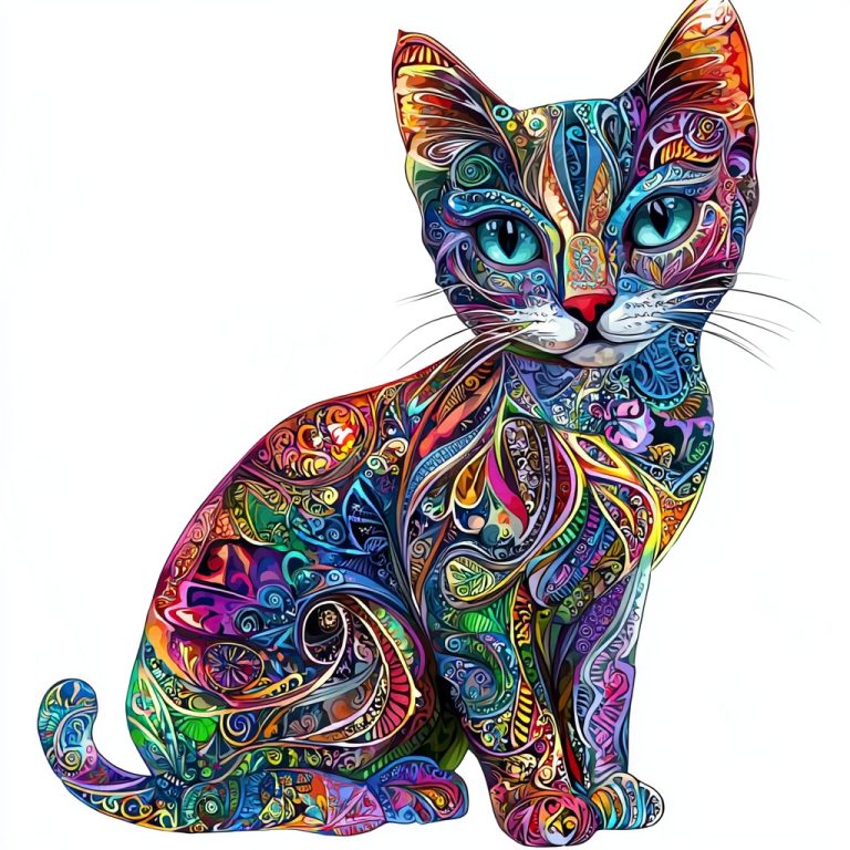 Intricate Colorful Cat Clipart