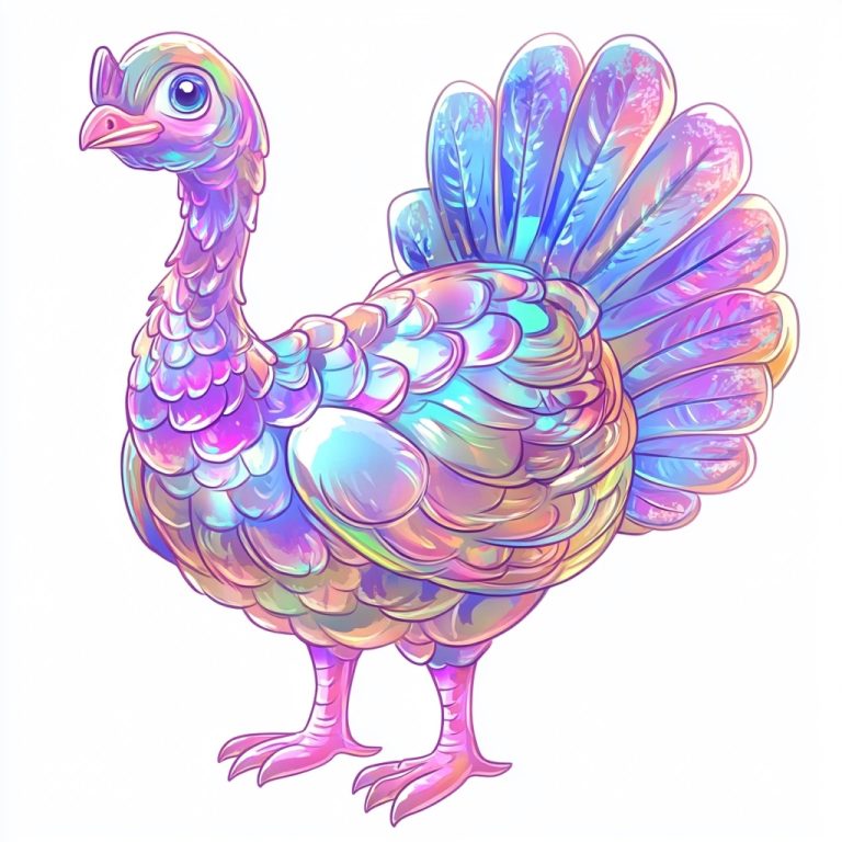 Iridescent Cartoon Turkey Clip Art