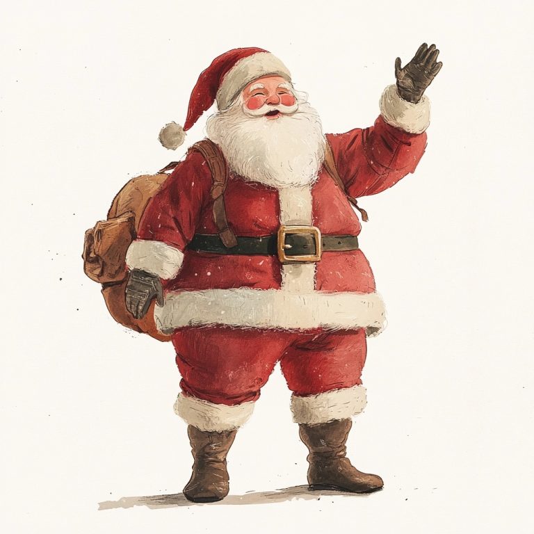 Jolly Santa Illustration Waving