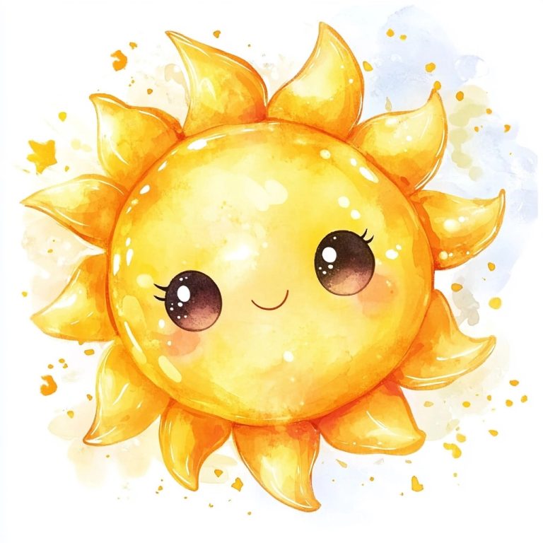 Kawaii Baby Sun Watercolor