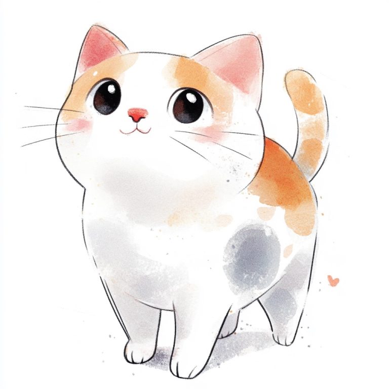 Kawaii Cat Minimalist Illustration