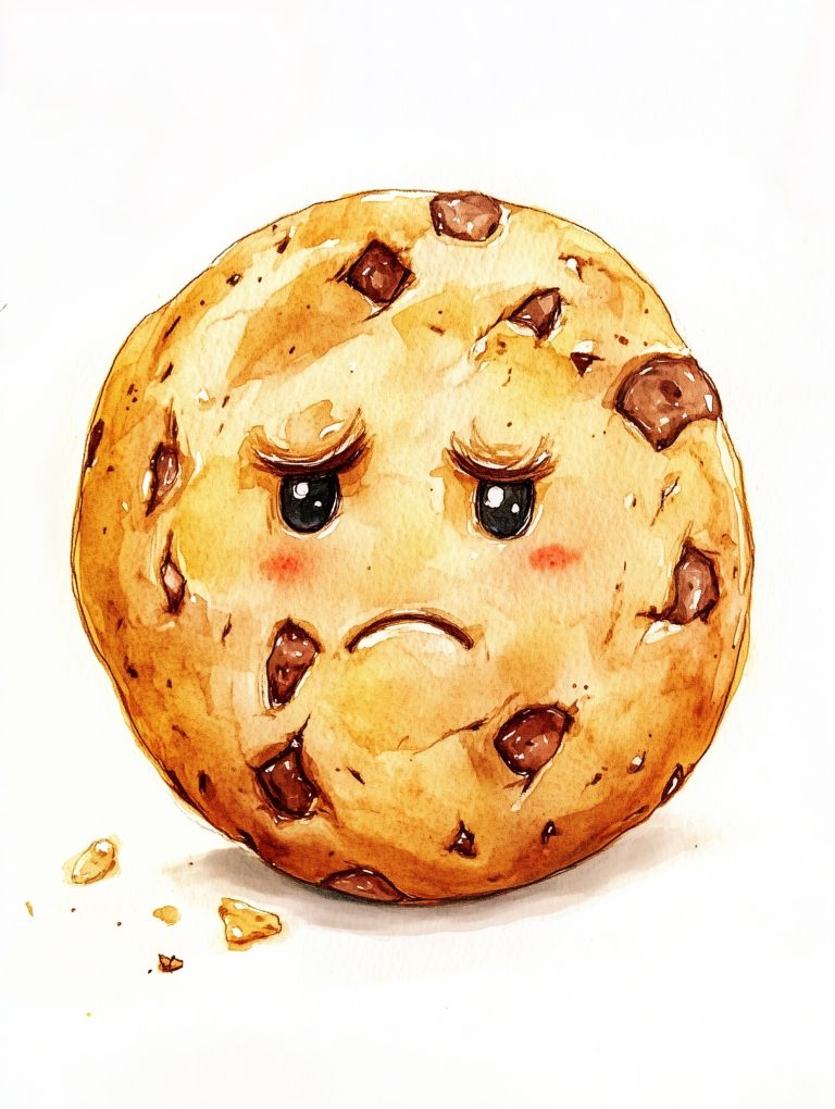 Kawaii Cookie with Sad Face