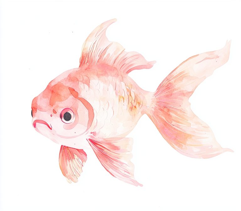 Kawaii Goldfish Watercolor Illustration