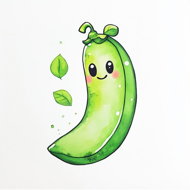 Kawaii Green Bean Illustration