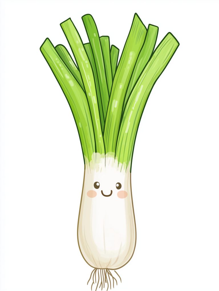 Kawaii Green Onion Illustration