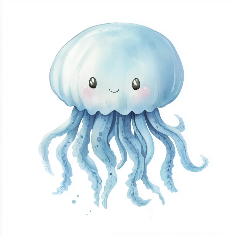 Kawaii Jellyfish Watercolor Art