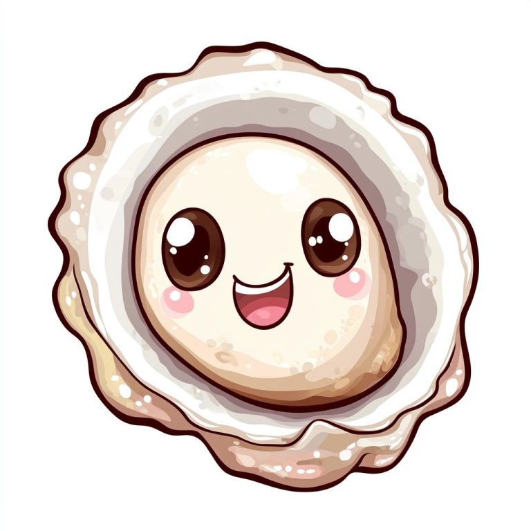 Kawaii Oyster Clipart Illustration