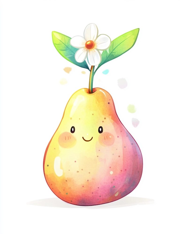 Kawaii Pear with Flower