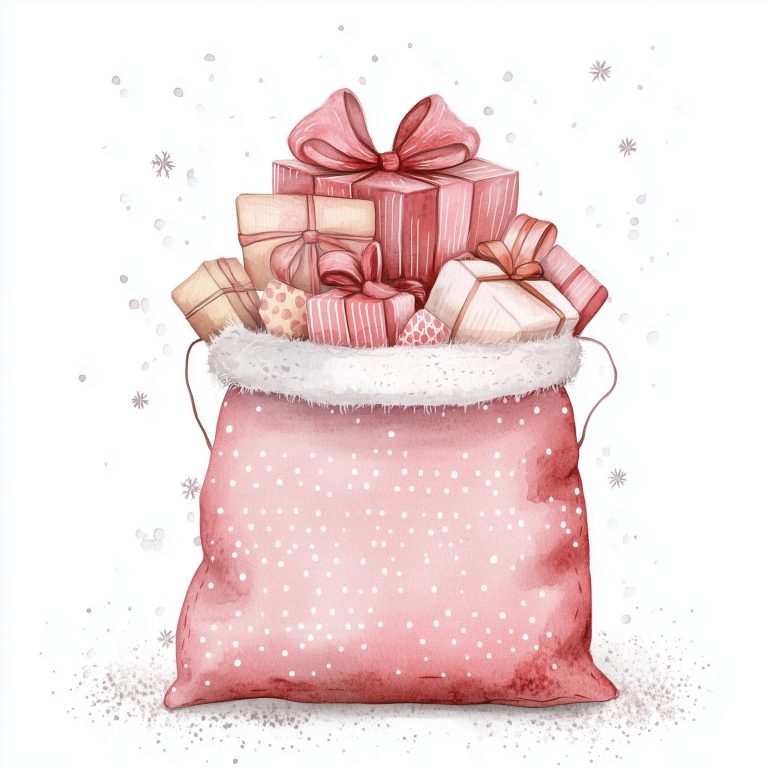 Kawaii Santa Sack Watercolor