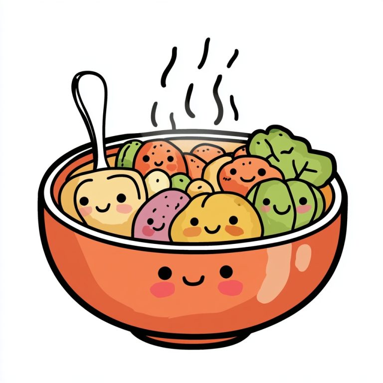 Kawaii Soup Bowl Illustration