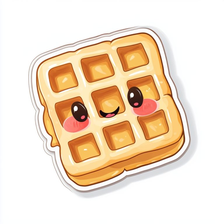 Kawaii Waffle Sticker Design