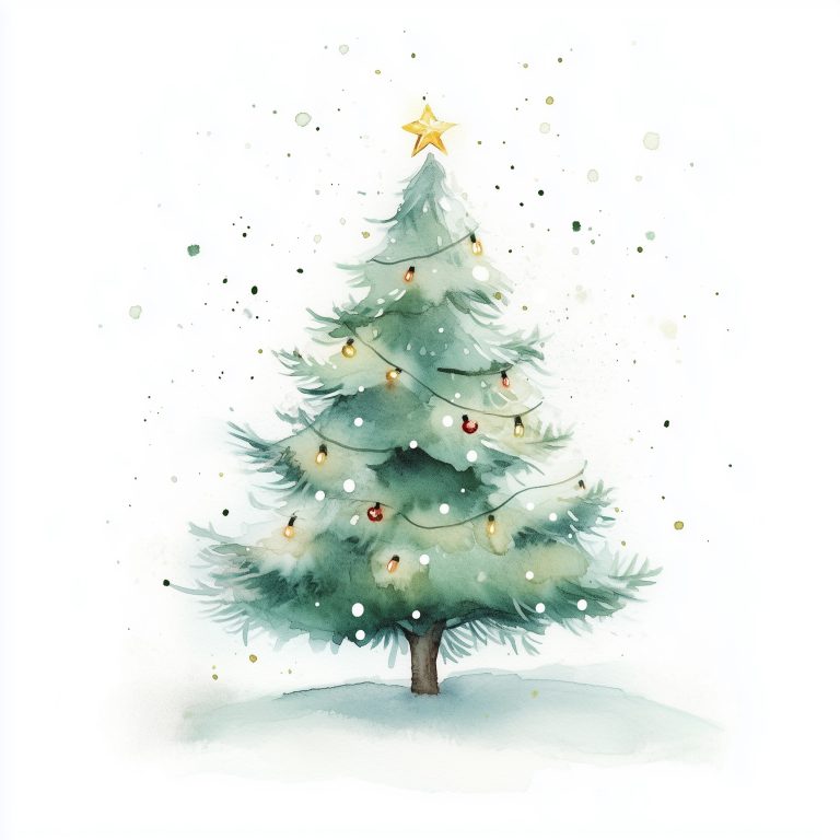 Kawaii Watercolor Christmas Tree