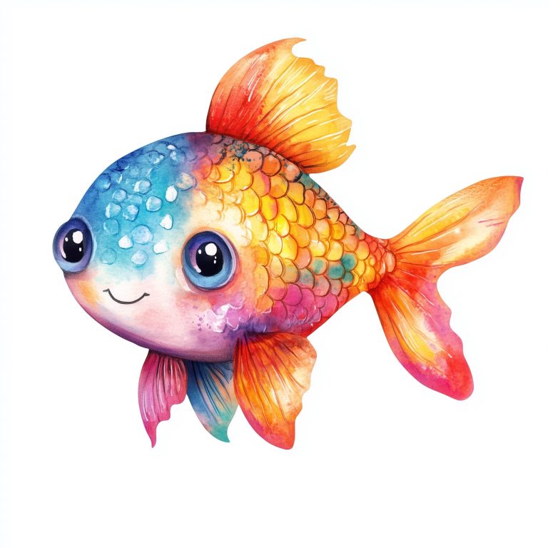 Kawaii Watercolor Fish Clipart