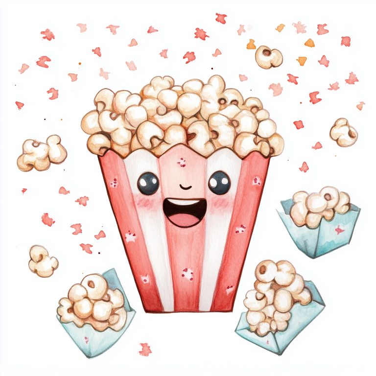 Kawaii Watercolor Popcorn