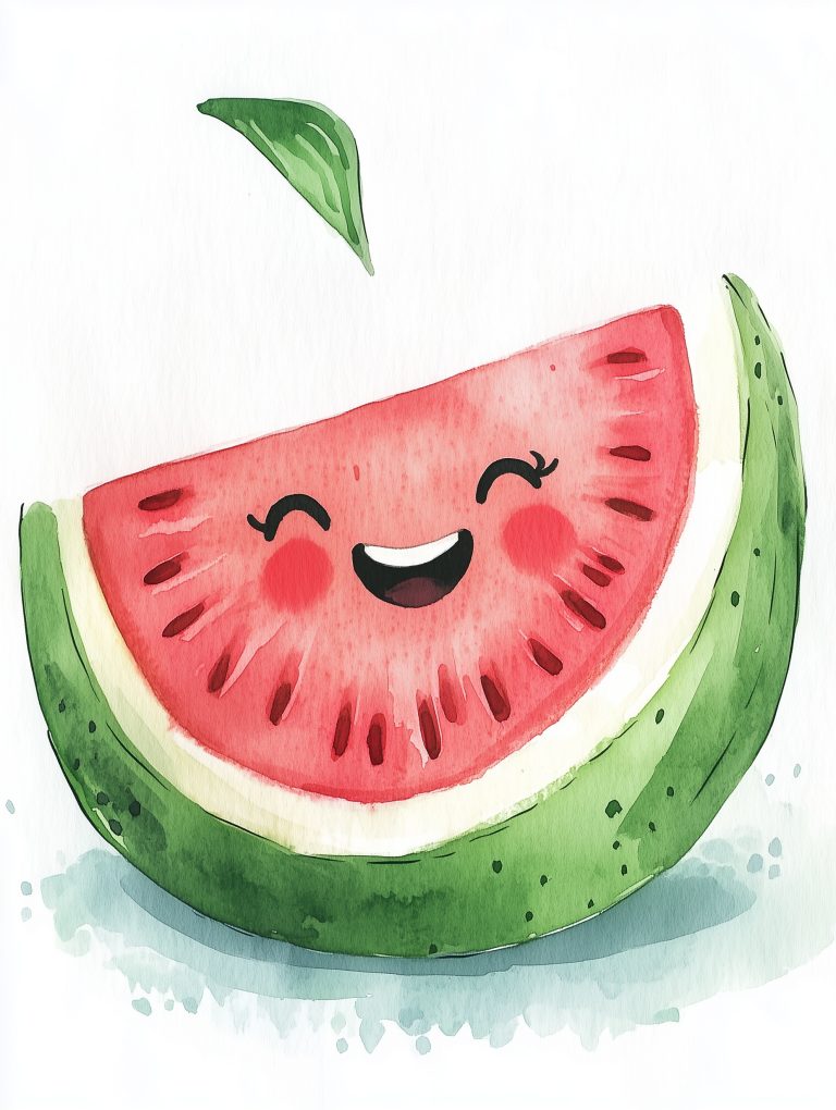 Kawaii Watermelon Watercolor