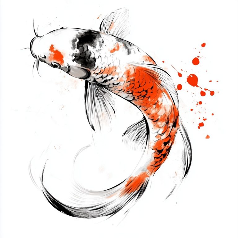 Koi Fish in Brushstroke