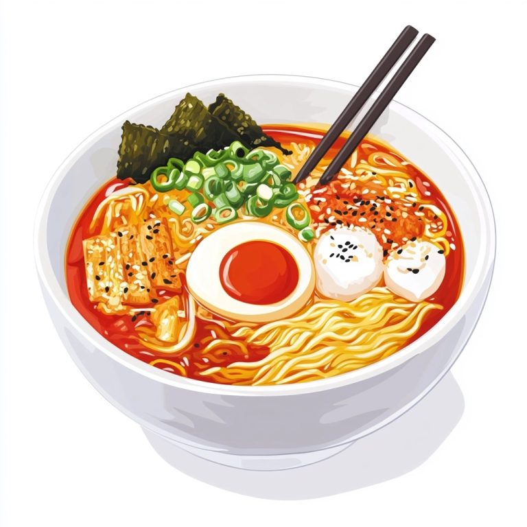 Korean Ramen Cartoon Illustration