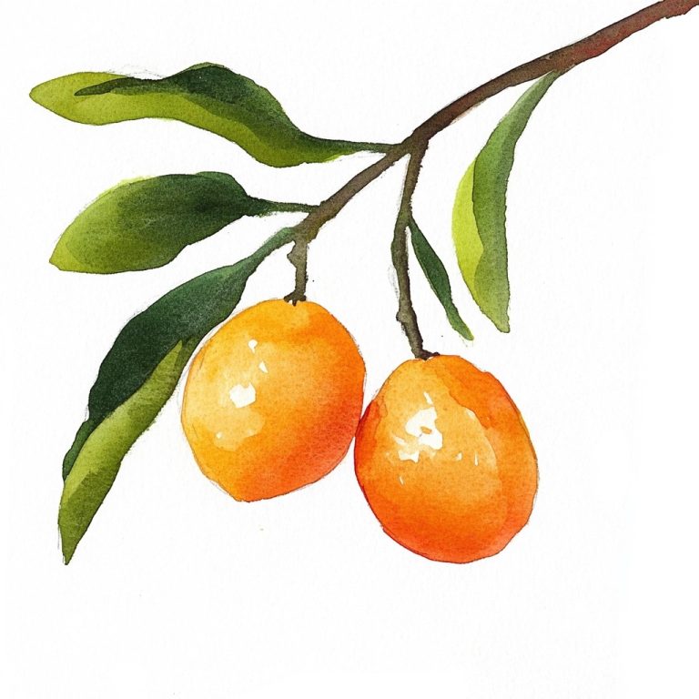 Kumquats on Branch Watercolor