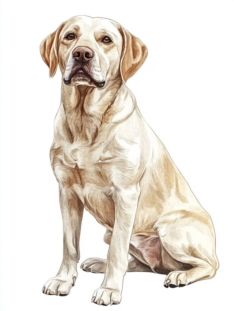 Labrador Sketch on White